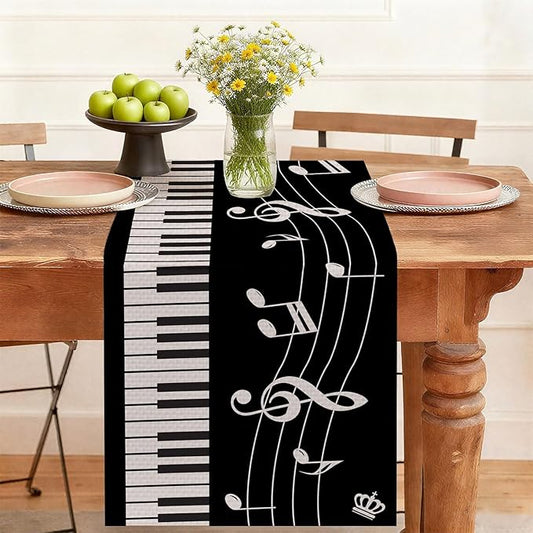 Piano Table Runner,Dining Decor for Kitchen Coffee Table Family Dinners Holiday Parties Wedding Events Decor(13x72 inch)