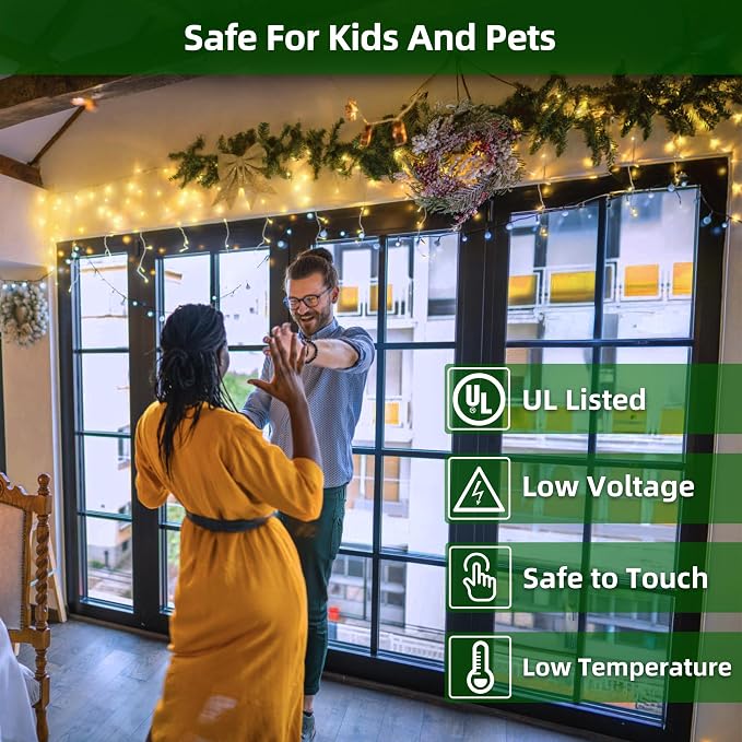 1332 LED 132FT Christmas Lights,296 Drops Icicle Lights with 12 Modes | Warm White Icicle String Lights with Timer and Dimming for Long Rooflines, Wide Eaves, Storefronts and Wedding Backdrops