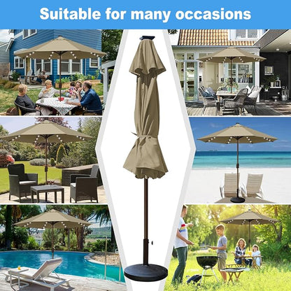 Eurmax USA 10-Year-Non-Fading 10FT Outdoor Patio Market Umbrella with LED Lights,UPF50+ UV Resistant,Heavy Duty Commercial Grade,Crank Lift Design,Windproof Vented Top for Garden,Pool,Deck,Mushroom