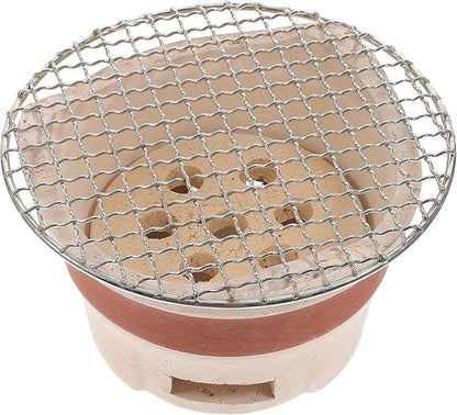 Veemoon Mini Portable Charcoal Bbq Stove with Grill Net Vintage Ceramic Outdoor Barbecue Grill Suitable for Camping and Picnic Use Random Color