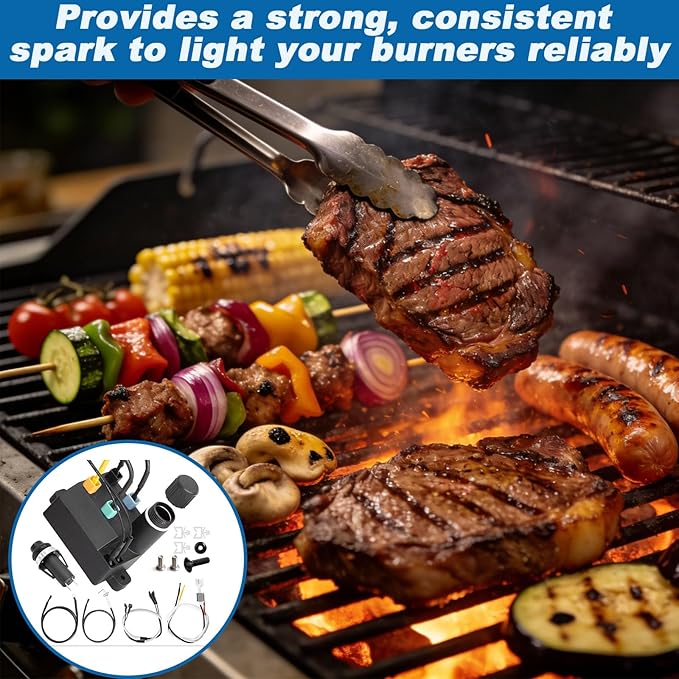 SafBbcue 7643 Grill Igniter Replacement Igniter Kit for Weber Spirit 220 and 320 Gas Grills - Compatible with Models Featuring Front-Mounted Control Panels