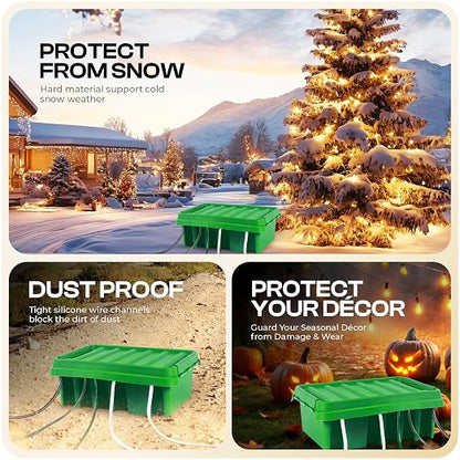 SockitBox – The Original Weatherproof Connection Box – Indoor & Outdoor Electrical Power Cord Enclosure for Timers, Extension Cables, Reels, Transformers, Power Strips, Lights & Tools – Large – Green