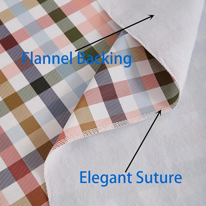 Heavy Duty Vinyl Tablecloth with Flannel Backing Waterproof Oil-Proof Plastic Table Cloth Stain-Resistant Wipeable Rectangle or Square Table Cover for Indoor and Outdoor (Color Checkered,52x70 Inch)