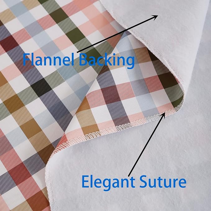 Heavy Duty Vinyl Tablecloth with Flannel Backing Waterproof Oil-Proof Plastic Table Cloth Stain-Resistant Wipeable Rectangle or Square Table Cover for Indoor and Outdoor (Color Checkered,54x54 Inch)