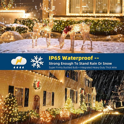MZD8391 105FT 300LED Christmas Light, Christmas Tree Lights with Music | Warm White, Motion Sensor, Play 4 Christmas Songs, Waterproof, UL Listed, 6 Light Modes, End To End Connect, Outdoor Indoor
