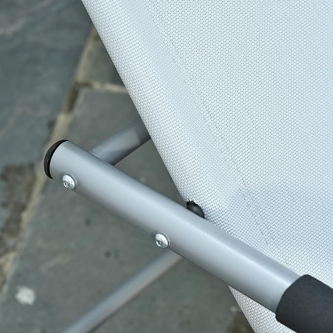 Outsunny Zero Gravity Rocking Chair Outdoor Chaise Lounge Chair Recliner Rocker with Detachable Pillow and Weather-Fighting Fabric for Patio, Deck, Pool, Gray
