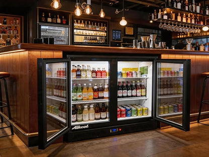 Back Bar Cooler Under Counter Beverage Refrigerator, 7.2 Cu Ft Undercounter Fridge,2 Door 35.5 inch Commercial Beer Built-In Cooler with LED Light Adjustable Shelves Safety Locks,ETL Approval