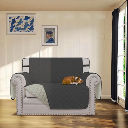 Easy-Going Reversible Couch Cover, Chair 30 in, Dark Gray/Beige | Machine Washable Slipcover For Dogs, Water Resistant Furniture Mat For Living Room, Non-Slip Sofa Cover, Pet Friendly