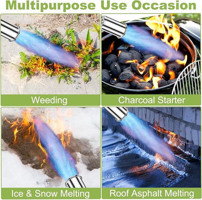Heavy Duty Propane Weed Burner Torch, 30" Self-Igniting Flame Thrower with Rubber Grip for Garden Weeding, BBQ Lighting, Driveway & Snow Clearing(Fuel Cylinder Not Included)