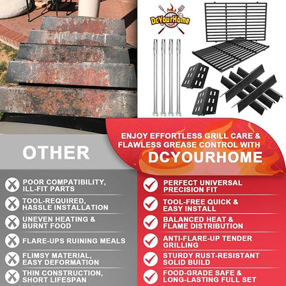 Grill Parts Kit for Weber Genesis 300 310 330 Genesis E330 E310 S310 S330 EP330 S320 E320 Parts for Weber 7621 Flavorizer Bars 17.5", Genesis 7524 Grates 7622 Heat Deflector, 4Pcs 62752 Burner Tube