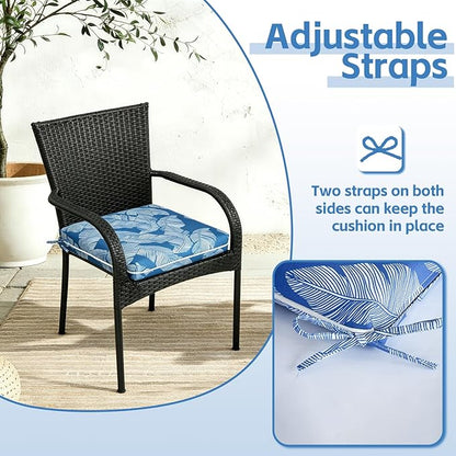 COZYVIDA Outdoor Chair Cushions Set of 4, 20"x20" Square Seat Pads with Tie Straps and YKK Zippers, 30D High-Density Foam, Water-Resistant Fabric,UV-Resistant 1000+ Hrs