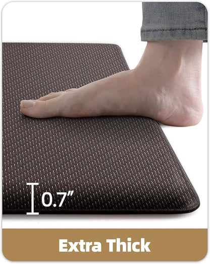 Color&Geometry 0.71" Extra Thick Anti Fatigue Cushion Kitchen Floor Mat,Easy Clean, Water & Oil Proof, Non Slip, Foam Padded Runner Rug for Front Sink,20"x 39" Brown (2.0 Version)