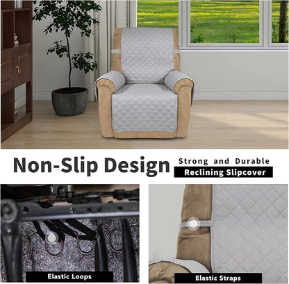 Easy-Going Reversible Couch Cover, Recliner 22 in, Light Gray/Light Gray | Machine Washable Slipcover For Dogs, Water Resistant Furniture Mat For Living Room, Non-Slip Sofa Cover, Pet Friendly