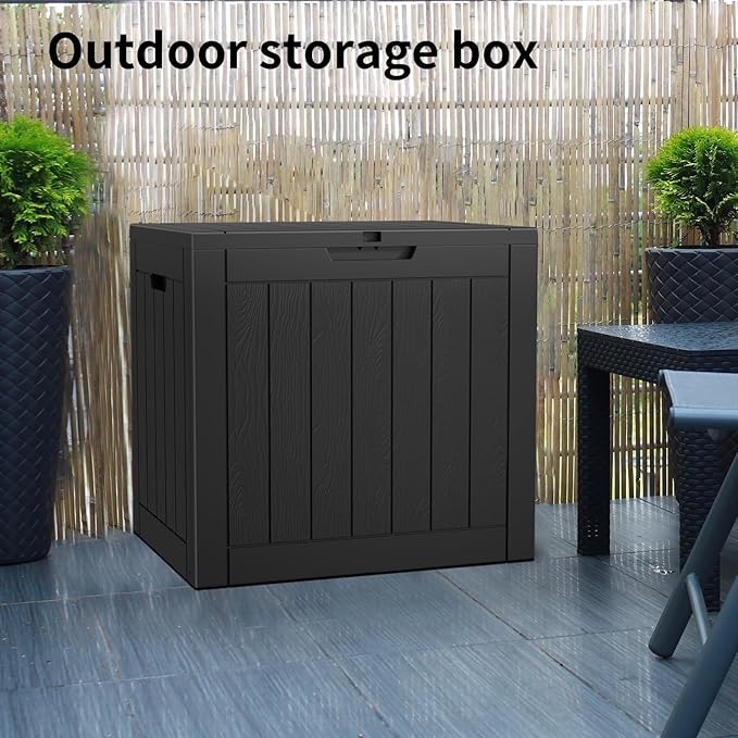 Resin Deck Box Waterproof Outdoor Storage Box for Patio Furniture,Garden Tools,Cushions, Easy to Install