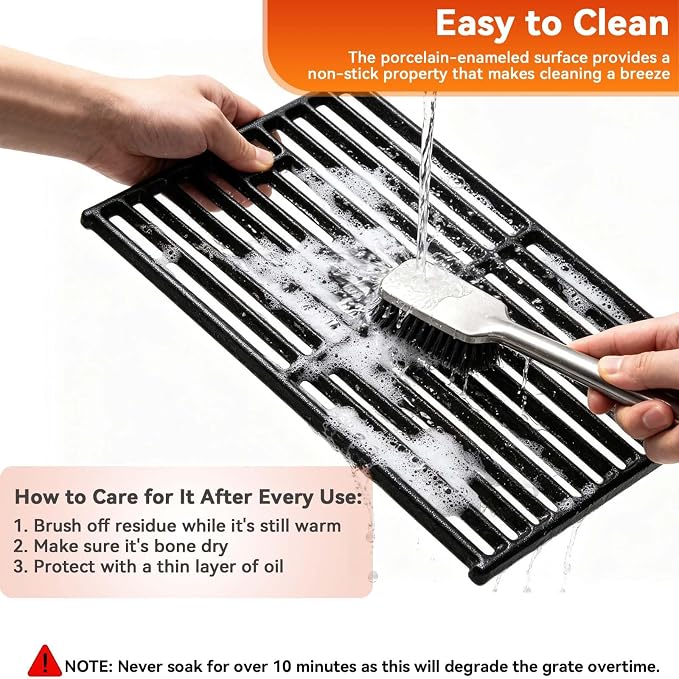 Grill Grates for Monument 24367 35633 17842, Cast Iron Grates Replacement Parts for Dyna Glo 5-Burner DGE530SSP DGE530SSP-D BGE530PSP DGF530SRP DGE530SSP-1, Cooking Grids 3 Pack