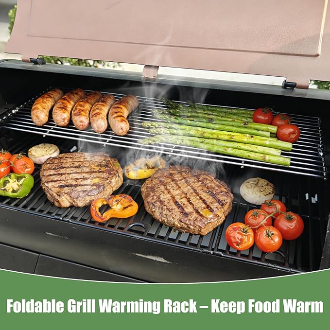 GRISUN Foldable Grill Warming Rack for Pit Boss 700FB Pellet Grill, Stainless Steel Upper Warming Rack Replacement for Pit Boss 400FB Pro 600 & Z Grills 550B, BBQ Grill Top Rack