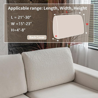 OHSIO Couch Cushion Covers for Sectional Sofa, Stretch Soft Sofa Slipcovers Washable Wear-Resistant Universal Furniture Protector for Living Room(1 Piece Back Couch Cover, Ivory)