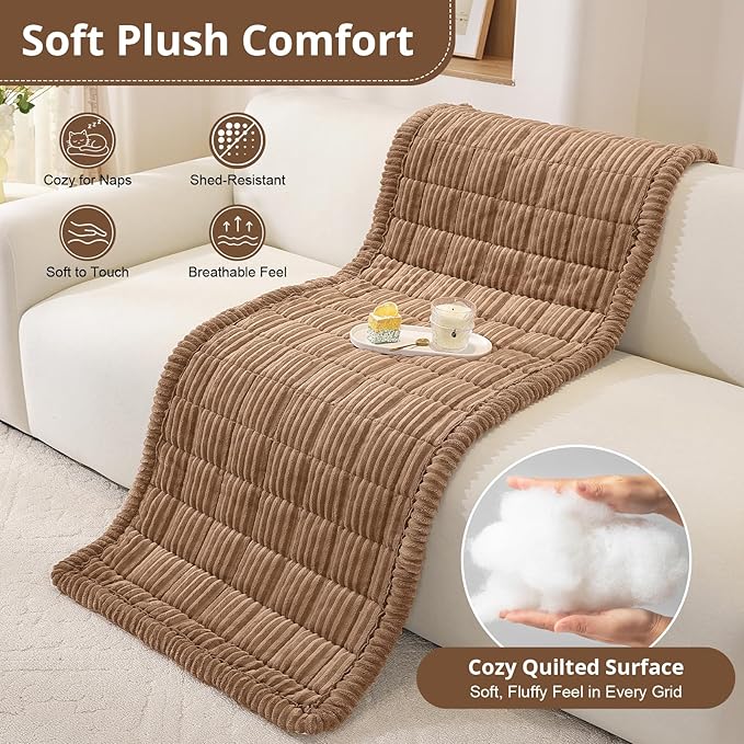 OstepDecor Couch Cover for Dogs, Washable Non Slip Sofa Cover for Pets | Soft Couch Covers for Sofa, Loveseat and Sectional, Furniture Protector Against Pet Hair & Dirt (35.4" x 35.4", Brown)