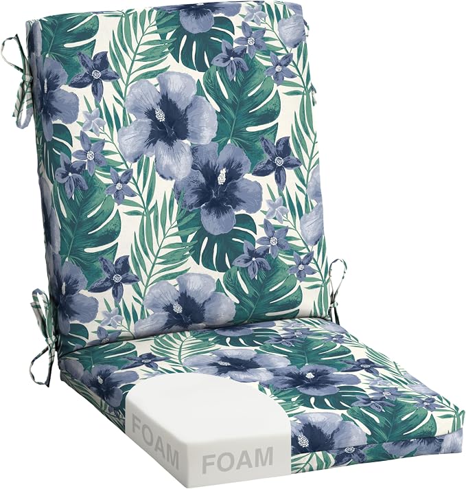 Arden Outdoor Dining Chair Cushion, Foam, 20x44, Salome Tropical | Premium High Density Foam, Never Flattens, Weather-Proof for Outdoor Chairs, Mold and Mildew Resistant