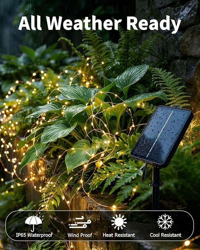 Solar Fairy String Lights 4 Pack Outdoor Remote Total 158FT 480LED Warm Multicolor 11 Mode Solar Powered Waterproof Copper Wire Twinkle String Light for Christmas Garden Tree Wedding Yard Decoration