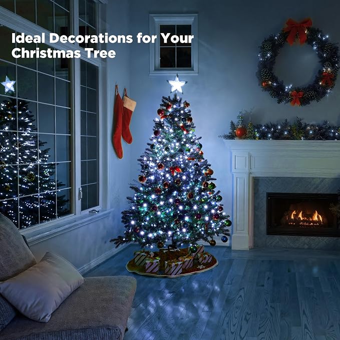 WBao Christmas Lights Indoor Outdoor 300LED 108ft, Super Bright LED Christmas String Lights with UL Certified, 8 Modes, Timer, Connectable & Waterproof for Trees, Patio, Xmas Party Decor, Cool White