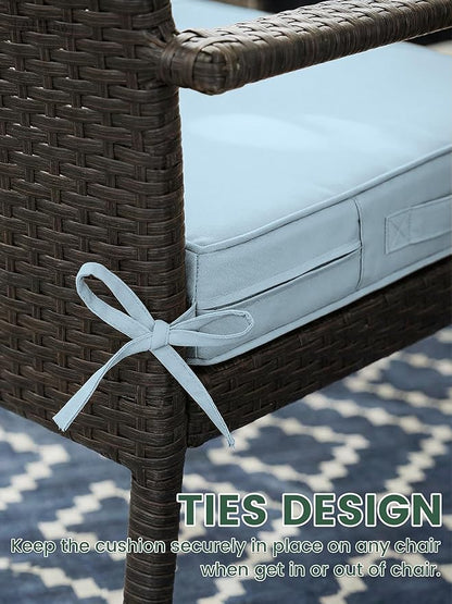Outdoor Chair Cushion 22 x 22 x 4 Inches Patio Furniture Outdoor Waterproof Seat Cushion, Patio Chair Cushion with Handles and Ties, Square Dining Chair Cushion Set of 4, Sky Blue