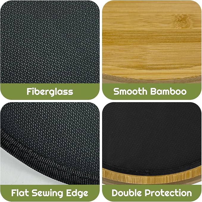 2 Pcs Tabletop Fire Pit Mat Set 10" Heat Resistant Mats Round Wooden Bamboo Tray with Fireproof Pad for Indoor Outdoor Winter Stoves to Protect Countertop and Table (10inch)