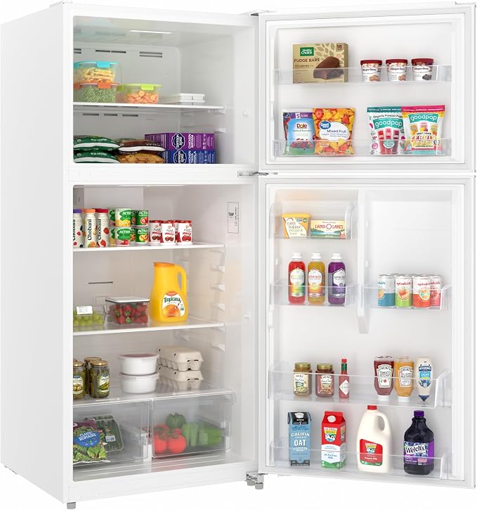 KoolMore 30 Inch 18 Cu Ft Top Freezer Refrigerator, White, Freestanding Full Size Fridge Freezer for Home Kitchen or Garage