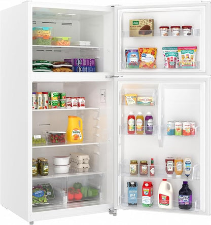KoolMore 30 Inch 18 Cu Ft Top Freezer Refrigerator, White, Freestanding Full Size Fridge Freezer for Home Kitchen or Garage