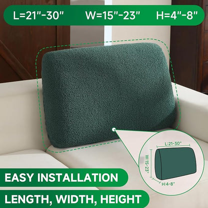 OHSIO Couch Cushion Covers for Sectional Sofa, Stretch Soft Sofa Slipcovers Washable Wear-Resistant Universal Furniture Protector for Living Room(1 Piece Back Couch Cover, Green)