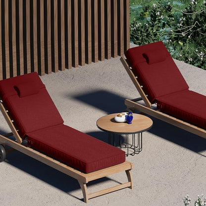 80 x 26 x 4 Inch Olefin Chaise Lounge Cushions, Lounge Chair Cushions with Headrest for Outdoor Furniture - Weather and Fade Resistant Patio Replacement Furniture Lounge Chair Cushion