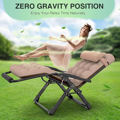 Suteck Oversized Zero Gravity Chair, 29" XL Reclining Lounge Chairs | With Removable Cushion&Headrest, Upgraded Lock and Footrest, Reclining Patio Recliner for Indoor Outdoor