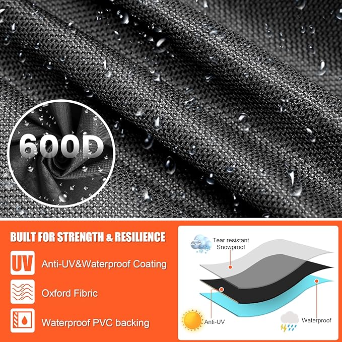 Grill Cover for Recteq RT-590 and Deck Boss 590, 45 x 22 x 41 in 600D Outdoor Pellet Grill Cover, Weather-Resistant BBQ Smoker Cover for Rain, Sun, Dust and Leaves