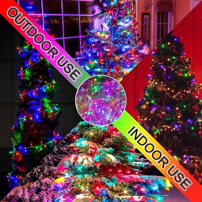 JMEXSUSS 300 LED Multicolor Christmas Tree Lights Clear Wire Plug in | Indoor Outdoor Use 8 Modes Timer for Christmas Tree Room Party Decoration