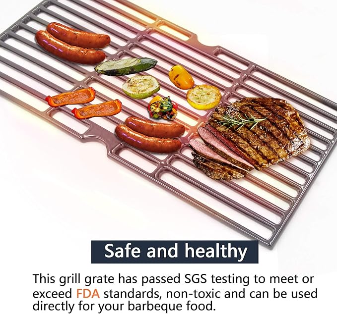 Hongso 18 3/16" x 9 1/4" Porcelain-Enameled Grill Grates 463675517 for CharBroil Signature 2 Burners, 4 Burners 463277017 463245017 Models, Cooking Grids G470-0002-W1, 2 Packs