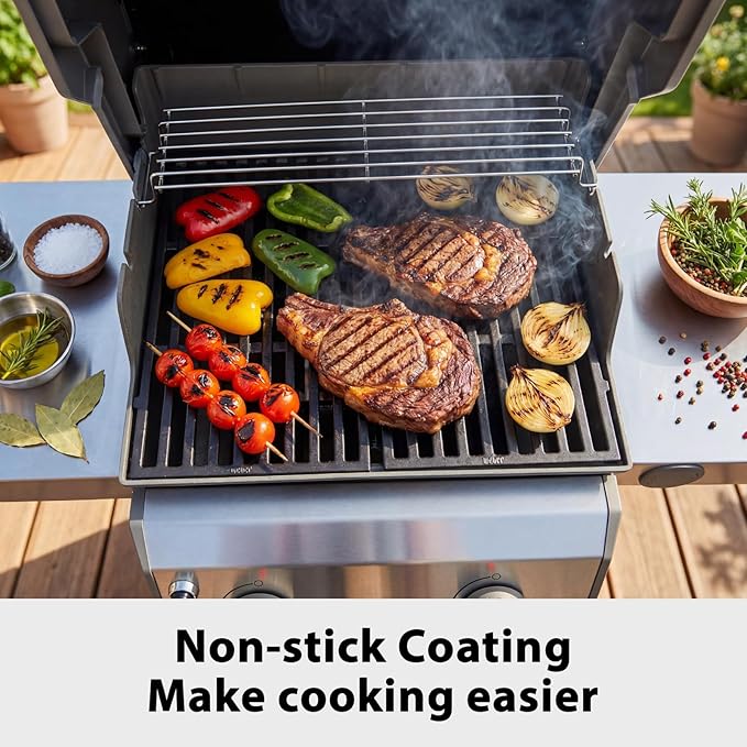Utheer 7637 Cast Iron Grill Grates Replacement Parts Compatible with Weber Spirit 200 and Spirit II 200 Series E210 E215 E220 S210 S215 S220, 17.5 x 10.2 Inch Cooking Grates, 2 Pack