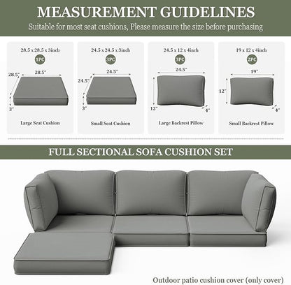 9 Pcs Outdoor Patio Cushions Covers Replacement Sets, Covers Only | 9 Pcs Patio Cushions Covers Replacement UV Resistant, Water Anti-Slip, Heavy-Duty Zippers for 5 Pcs Patio Furniture Set