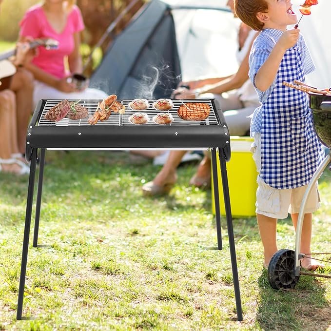 Portable Charcoal Grill Stainless Steel BBQ Grill Detachable Camping Grill with Storage Bag Outdoor Freestanding BBQ Grill for Garden Party Picnic
