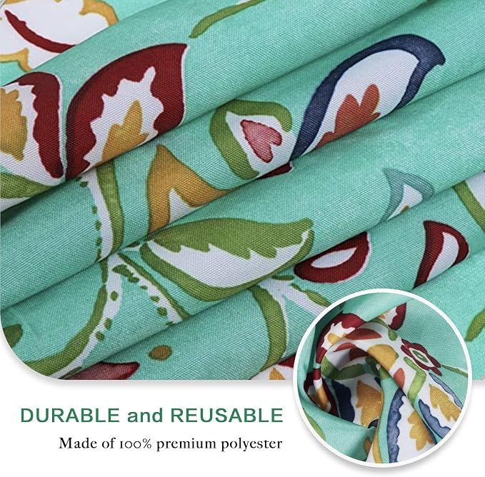 UMINEUX 60" Outdoor Round Tablecloth with Umbrella Hole and Zipper | Spring/Summer Waterproof Round Patio Table Cover for Picnic/BBQ/Garden, Green Flower