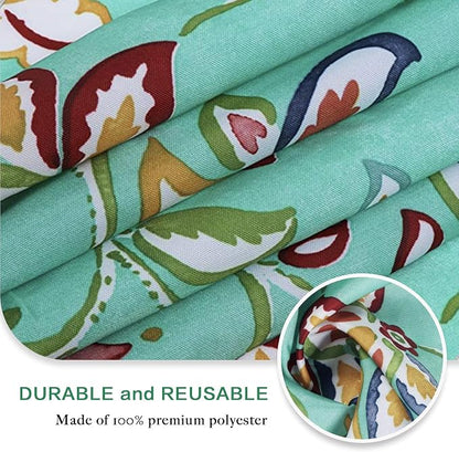 UMINEUX 60" Outdoor Round Tablecloth with Umbrella Hole and Zipper | Spring/Summer Waterproof Round Patio Table Cover for Picnic/BBQ/Garden, Green Flower