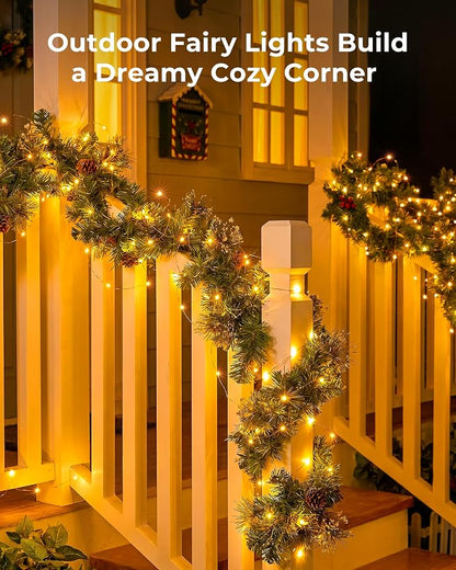 Solar String Lights, 4 Packs Total 132Ft 400 LED Fairy Lights Warm White | IP65 Waterproof Twinkle Lights with 8 Modes, Patio Lights for Tree Outside Patio Yard Party Wedding Christmas Decoration