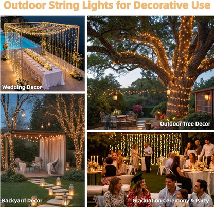 JMEXSUSS Outdoor String Lights Indoor for Bedroom, Classroom Lights Plug in | 200 LED 66 Ft Twinkle Christmas Tree Lights for Wedding Room Wall Yard Patio Classroom Decor, Connectable, Warm White