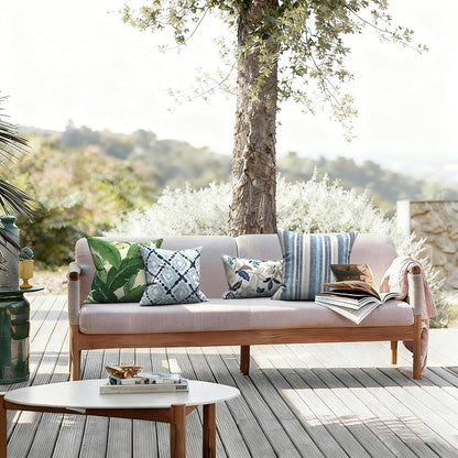 LVTXIII 2 Pack Outdoor Throw Pillow Covers for Patio Furniture, 16x16 Inch Square Pillow Case, Water-Repellent Cushion Covers for Garden, Porch, Sofa, Boho Geometry Blue
