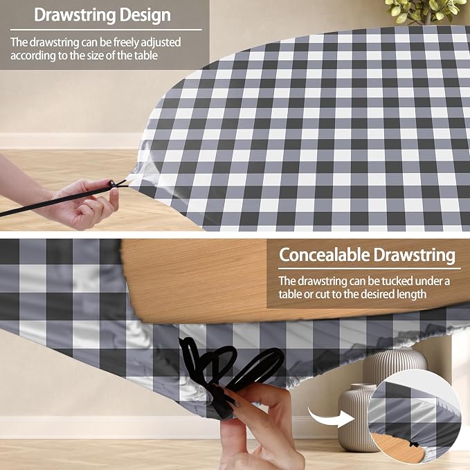 opstellen Fitted Round Tablecloth Waterproof Table Cloth Vinyl Indoor Outdoor Circle Coffee Cover for 36-44" Tables Dining Kitchen Home Gear Gifts Summer Fall Patio Picnic Camping Vacation Supplies