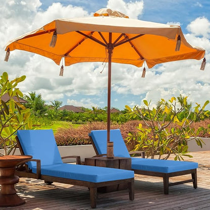 Patelai 2 Set Outdoor Chaise Lounge Cushions with Chair Covers, 70 x 21 x 3 Inch Waterproof Sun and Fade Resistant Thick Replacement Lounge Chair Cushions with Pockets for Patio Poolside (Blue)