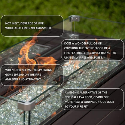 43" Propane Fire Pit Table,55000 BTU Wicker Firepit,Outdoor Fire Pit with Fire Glass,Lid,Waterproof Cover and Blue Glass Stone for Backyard,Garden,Patio