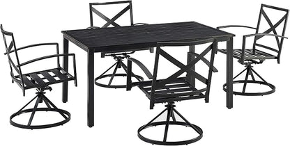 Crosley Furniture Kaplan 5-Piece Outdoor Dining Set for 4, Patio Table and Chairs for Backyard, Deck, Oiled Bronze with Oatmeal Cushions