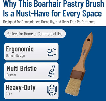 SPARTA Kitchen Basting Brush – 4037300 Basting Brush for Cooking Flat Boar Bristle Brush, Hardwood Handle for Kitchens, Restaurants, Catering, High Heat Food Prep, 1.5in, Pack of 12