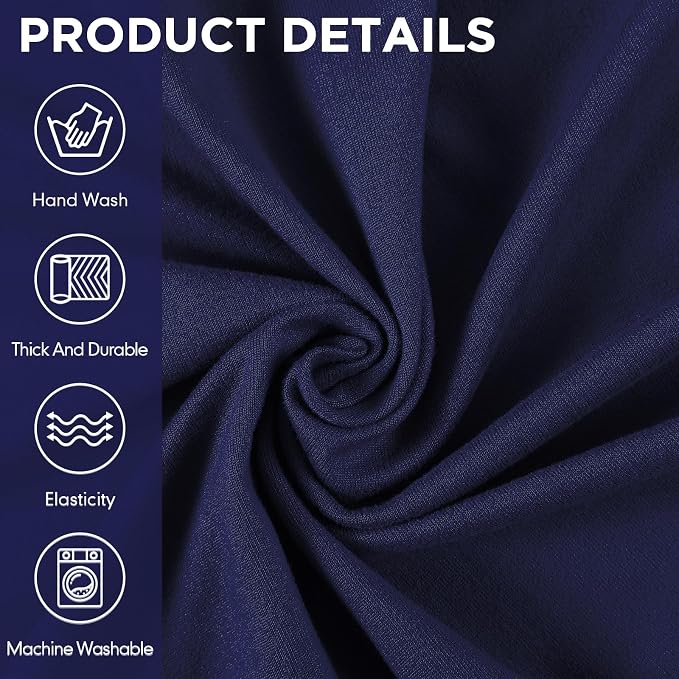 Peryiter 3 Pcs Couch and Loveseat Sofa Covers,Navy Blue,Milk Silk | Armchair Covers for Living Room, Sofa Cushion Slipcover, Furniture Protector, Polyester and Spandex, Washable