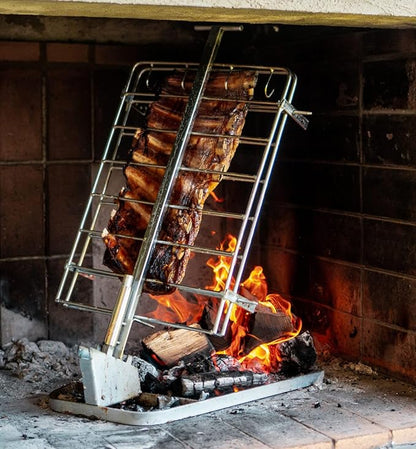 Argentine Asador Criollo Estaca with Adjustable Base, Asado a la Cruz, BBQ Grill, Robust Design, Perfect for Carne Asada, Outdoor Cooking, Includes Rotatable Cross, Durable Iron Construction